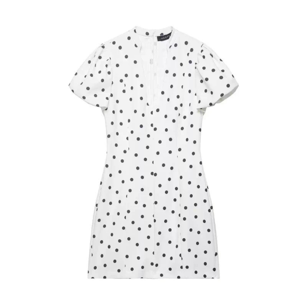 ZARA Summer White Polka Dot Puff Sleeve Dress